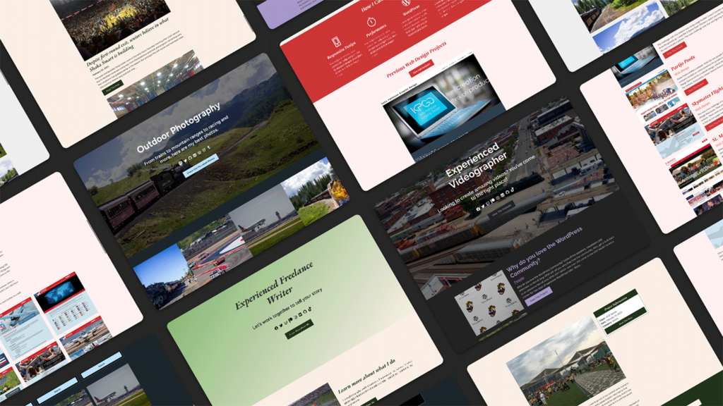 screenshots of various demo sites built with Portafoglio