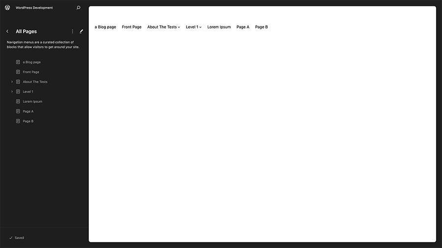 the WordPress site editor navigation panel