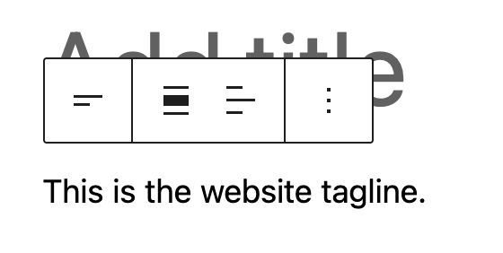 Screenshot of a site tagline block in WordPress