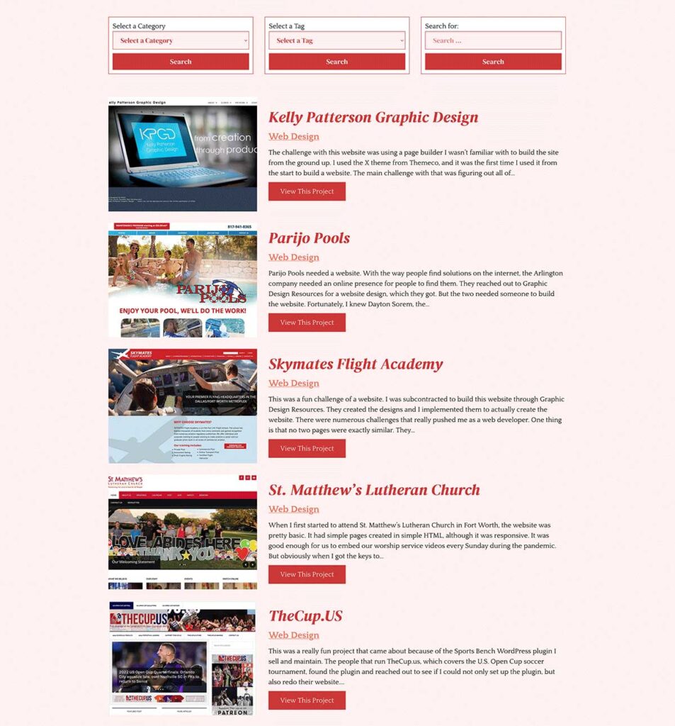 Screenshot of the Portafoglio Design portfolio page